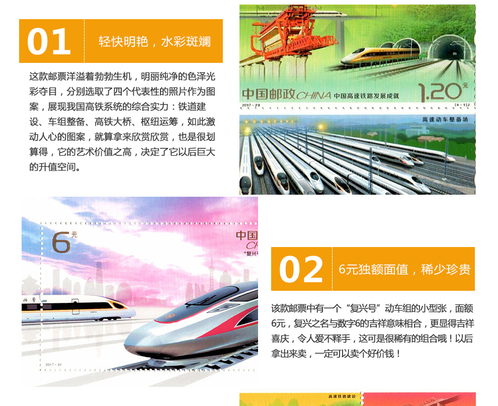 《中国高速铁路发展成就》纪念邮票套票 4枚 邮费自理！